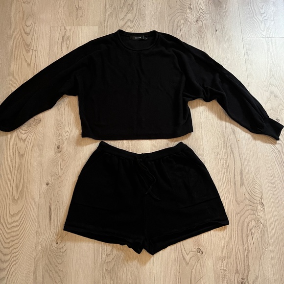 Women's Casual Long Sleeve Black Color Knit Pullover Sweatsuit 2 Piece Sz S - Picture 2 of 6